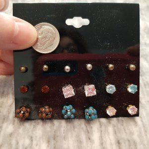 Set/9 pr varied post earrings